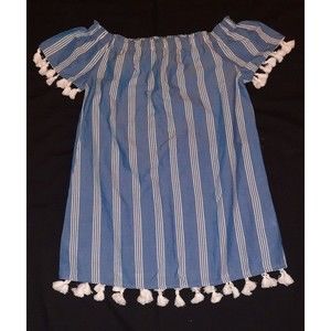 Hint Of Blush Blue Stripped Dress - Size Large